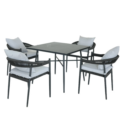 Outdoor Modern Hot Selling Good Quality Polyrattan Garden Furniture Dining Aluminum  Rattan Dining Rattan Dining Set of 5