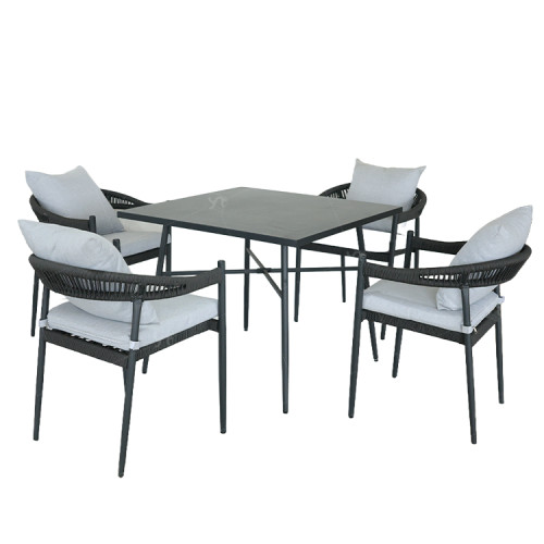 Outdoor Modern Hot Selling Good Quality Polyrattan Garden Furniture Dining Aluminum  Rattan Dining Rattan Dining Set of 5