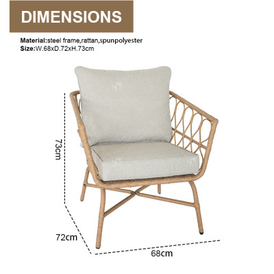 All Day Outdoor Steel 4 Seat Garden Sectional Sofa Sofa Furniture Rattan Outdoor Terrace Session Set