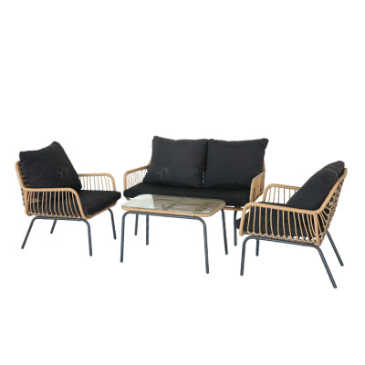 All Day Outdoor Steel 4 Seat Garden Sectional Sofa Sofa Furniture Rattan Outdoor Terrace Session Set
