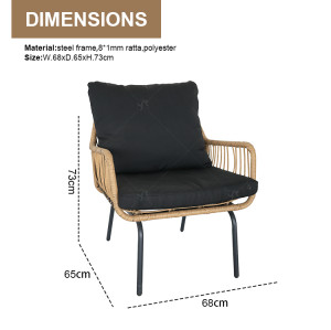 All Day Outdoor Steel 4 Seat Garden Sectional Sofa Sofa Furniture Rattan Outdoor Terrace Session Set