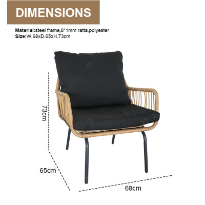 All Day Outdoor Steel 4 Seat Garden Sectional Sofa Sofa Furniture Rattan Outdoor Terrace Session Set