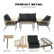All Day Outdoor Steel 4 Seat Garden Sectional Sofa Sofa Furniture Rattan Outdoor Terrace Session Set