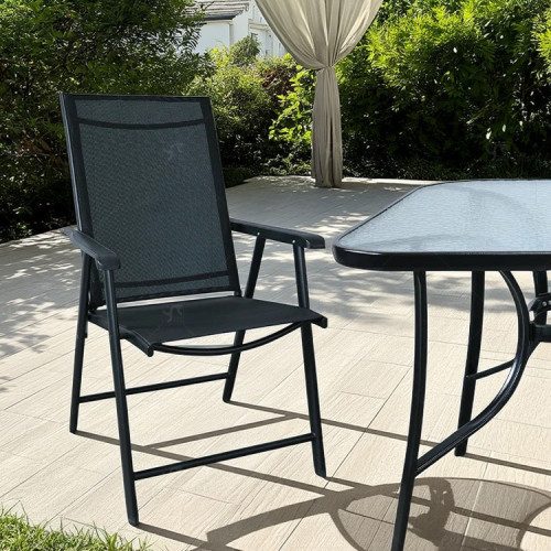 Teslin Modern Comfort Foldable Structure Metal  Patio Chair with Arm Popular Outdoor Garden Chair for Park Use Fabric Design