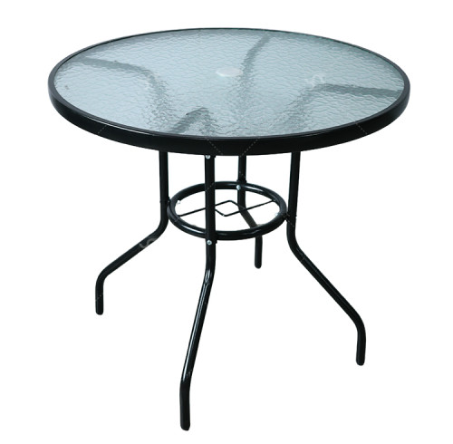 Outdoor Patio Side Table Garden Round Table with Water Wave Glass Metal Steel Iron Dining Outdoor  Table for Garden