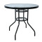 Outdoor Patio Side Table Garden Round Table with Water Wave Glass Metal Steel Iron Dining Outdoor Table for Garden