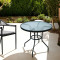 Outdoor Patio Side Table Garden Round Table with Water Wave Glass Metal Steel Iron Dining Outdoor Table for Garden