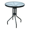 Outdoor Patio Side Table Garden Round Table with Water Wave Glass Tabletop Metal Steel Iron Dining Outdoor Table for Garden