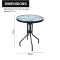 Outdoor Patio Side Table Garden Round Table with Water Wave Glass Tabletop Metal Steel Iron Dining Outdoor Table for Garden