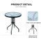 Outdoor Patio Side Table Garden Round Table with Water Wave Glass Tabletop Metal Steel Iron Dining Outdoor Table for Garden