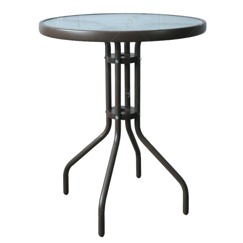 Outdoor Patio Side Table Garden Round Table with Water Wave Glass Tabletop Metal Steel Iron Dining Outdoor  Table for Garden