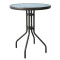 Outdoor Patio Side Table Garden Round Table with Water Wave Glass Tabletop Metal Steel Iron Dining Outdoor Table for Garden