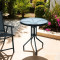 Outdoor Patio Side Table Garden Round Table with Water Wave Glass Tabletop Metal Steel Iron Dining Outdoor Table for Garden