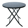Outdoor Folding Patio Side Table Garden Round Table with Silk Printing Glass Metal Steel Iron Dining Outdoor Table