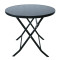 Outdoor Folding Patio Side Table Garden Round Table with Silk Printing Glass Metal Steel Iron Dining Outdoor Table