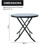 Outdoor Folding Patio Side Table Garden Round Table with Silk Printing Glass Metal Steel Iron Dining Outdoor Table