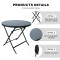 Outdoor Folding Patio Side Table Garden Round Table with Silk Printing Glass Metal Steel Iron Dining Outdoor Table