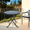 Outdoor Folding Patio Side Table Garden Round Table with Silk Printing Glass Metal Steel Iron Dining Outdoor Table