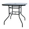 Outdoor Patio Side Square Table Garden Table with Silk Printing Glass Metal Steel Iron Dining Outdoor Table
