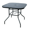 Outdoor Patio Side Square Table Garden Table with Silk Printing Glass Metal Steel Iron Dining Outdoor Table