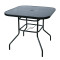 Outdoor Patio Side Square Table Garden Table with Silk Printing Glass Metal Steel Iron Dining Outdoor Table