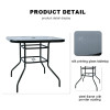 Outdoor Patio Side Square Table Garden Table with Silk Printing Glass Metal Steel Iron Dining Outdoor Table