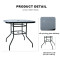 Outdoor Patio Side Square Table Garden Table with Silk Printing Glass Metal Steel Iron Dining Outdoor Table