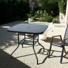 Outdoor Patio Side Square Table Garden Table with Silk Printing Glass Metal Steel Iron Dining Outdoor Table