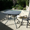 Outdoor Patio Side Square Table Garden Table with Silk Printing Glass Metal Steel Iron Dining Outdoor Table