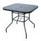 Outdoor Patio Side Square Table Garden Table with Printed Glass Metal Steel Iron Dining Outdoor Table