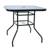 Outdoor Patio Side Square Table Garden Table with Printed Glass Metal Steel Iron Dining Outdoor Table