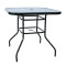 Outdoor Patio Side Square Table Garden Table with Printed Glass Metal Steel Iron Dining Outdoor Table