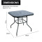 Outdoor Patio Side Square Table Garden Table with Printed Glass Metal Steel Iron Dining Outdoor Table