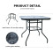Outdoor Patio Side Square Table Garden Table with Printed Glass Metal Steel Iron Dining Outdoor Table