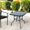 Outdoor Patio Side Square Table Garden Table with Printed Glass Metal Steel Iron Dining Outdoor Table