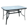 Hot Sale Outdoor Patio Side Square Table Garden Table with Printed Glass Metal Steel Iron Dining Outdoor Table