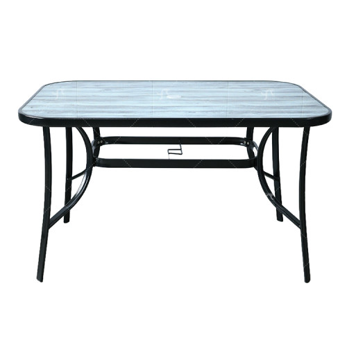 Hot Sale Outdoor Patio Side Square Table Garden Table with Printed Glass Metal Steel Iron Dining Outdoor Table