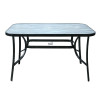 Hot Sale Outdoor Patio Side Square Table Garden Table with Printed Glass Metal Steel Iron Dining Outdoor Table