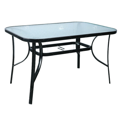 Hot Sale Outdoor Patio Side Square Table Garden Table with Water Wave Glass Metal Steel Iron Dining Outdoor Table