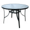 Outdoor Patio Round Table Garden Round Table with Water Wave Glass Metal Steel Iron Dining Outdoor Table for Garden