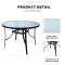 Outdoor Patio Round Table Garden Round Table with Water Wave Glass Metal Steel Iron Dining Outdoor Table for Garden