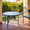Outdoor Patio Round Table Garden Round Table with Water Wave Glass Metal Steel Iron Dining Outdoor Table for Garden