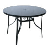 Outdoor Patio Round Table Garden Round Table with Silk Printing Glass Metal Steel Iron Dining Outdoor Table for Garden