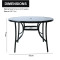 Outdoor Patio Round Table Garden Round Table with Silk Printing Glass Metal Steel Iron Dining Outdoor Table for Garden