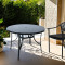 Outdoor Patio Round Table Garden Round Table with Silk Printing Glass Metal Steel Iron Dining Outdoor Table for Garden