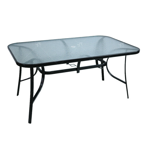 Hot Sale Outdoor Patio Side Square Table Garden Table with Water Wave Glass Metal Steel Iron Dining Outdoor Table