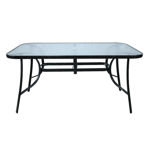 Hot Sale Outdoor Patio Side Square Table Garden Table with Water Wave Glass Metal Steel Iron Dining Outdoor Table