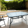Hot Sale Outdoor Patio Side Square Table Garden Table with Water Wave Glass Metal Steel Iron Dining Outdoor Table