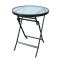 Outdoor Folding Patio Side Table Garden Round Table with Water Wave Glass Metal Steel Iron Dining Outdoor Table for Garden