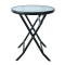 Outdoor Folding Patio Side Table Garden Round Table with Water Wave Glass Metal Steel Iron Dining Outdoor Table for Garden